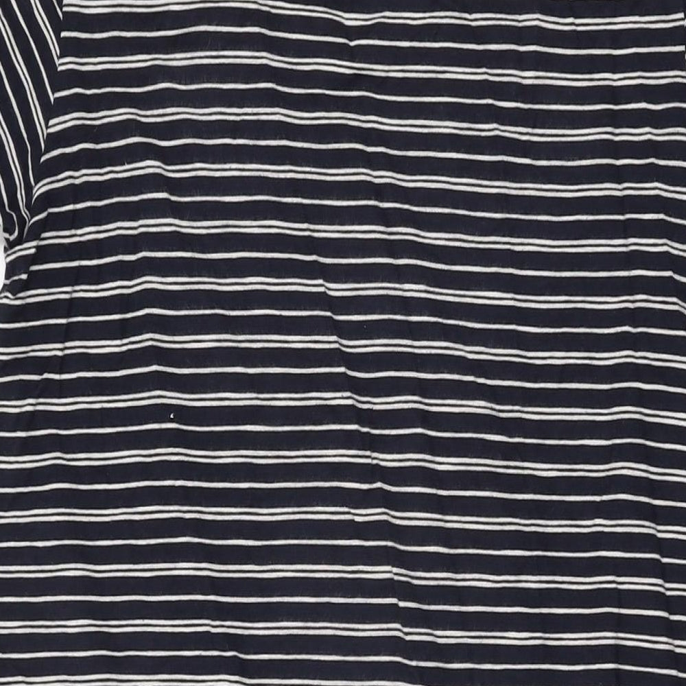 The White Company Womens Blue Striped Cotton Shift Size 10 Round Neck Pullover