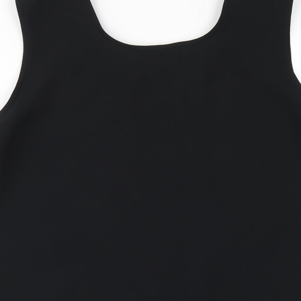 Windsmoor Womens Black Geometric Polyester Basic Tank Size 12 Scoop Neck