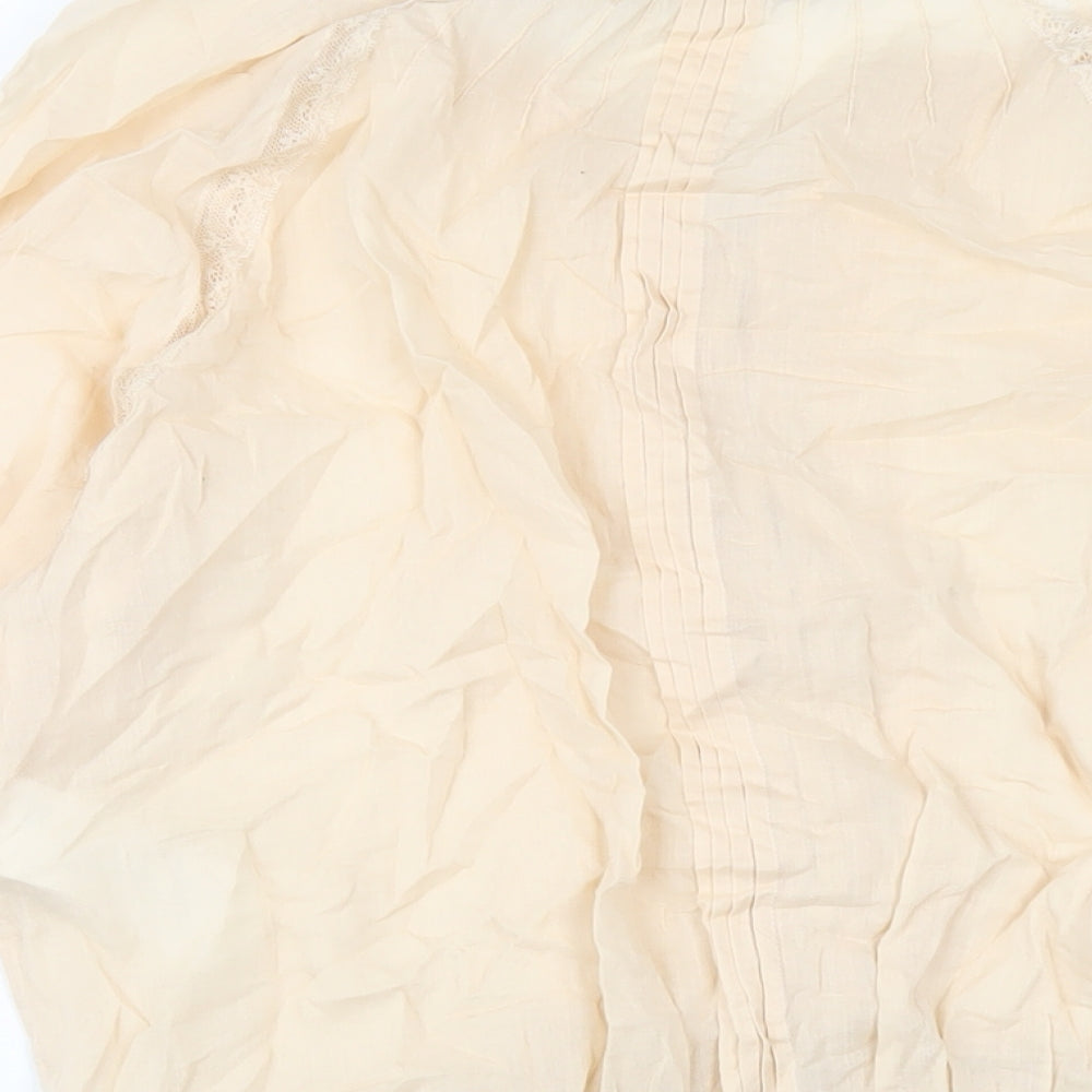 Kookai Womens Beige Cotton Basic T-Shirt Size 14 V-Neck