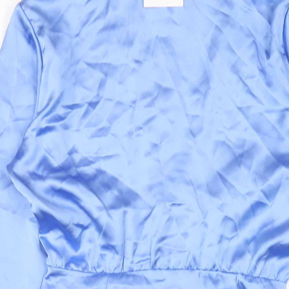 Zara Womens Blue Polyester Shirt Dress Size S Collared Zip