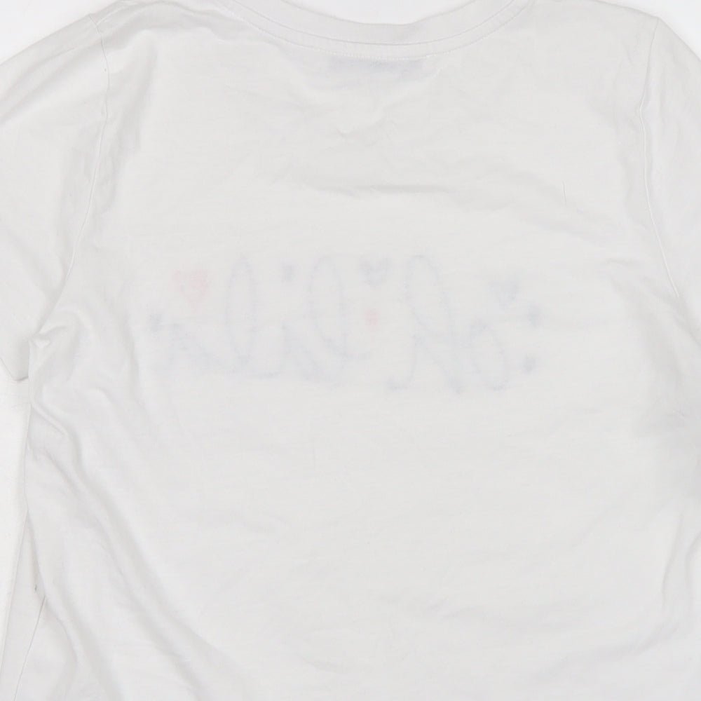 By very Womens White Cotton Basic T-Shirt Size M Crew Neck