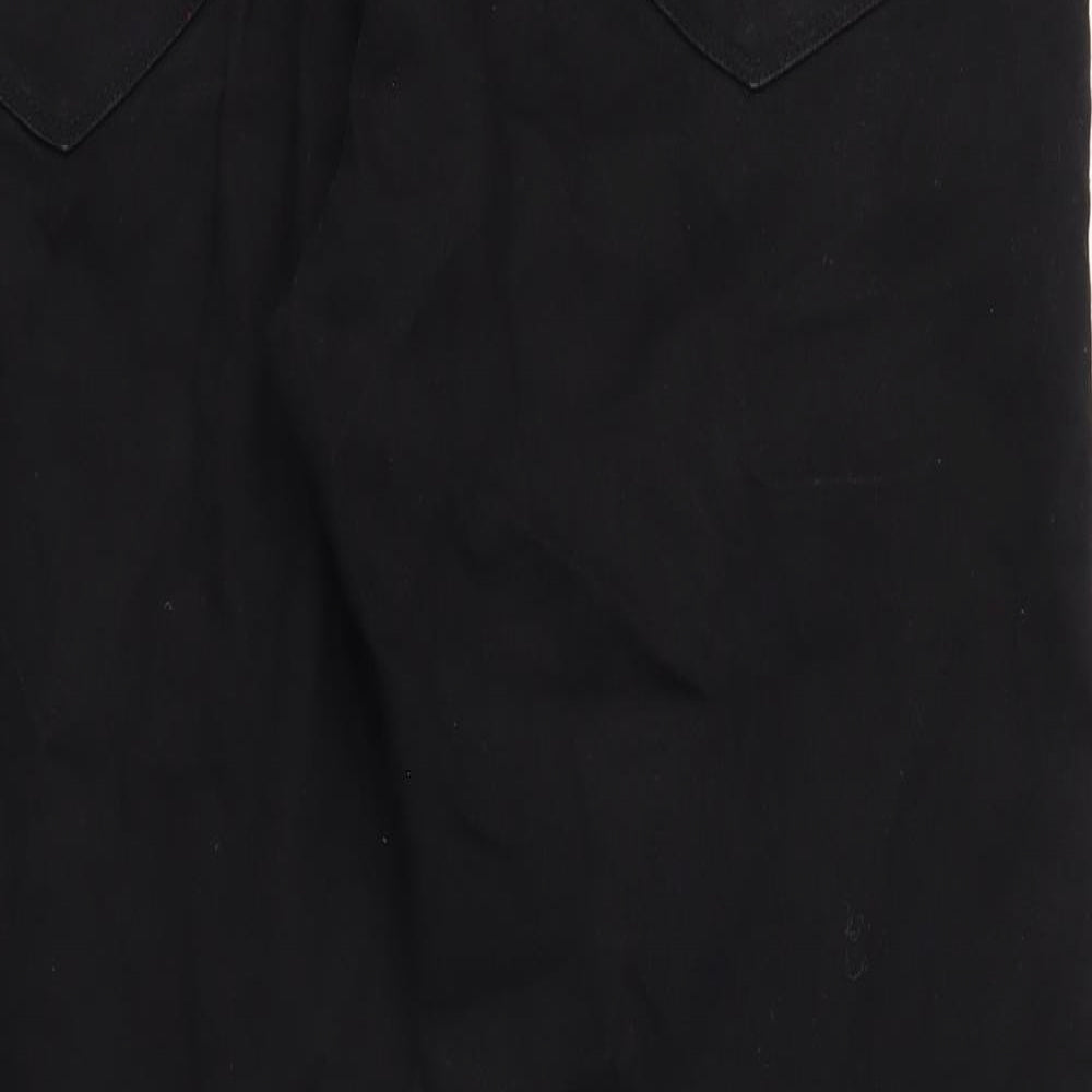 Marks and Spencer Mens Black Cotton Straight Jeans Size 34 in L31 in Regular Zip