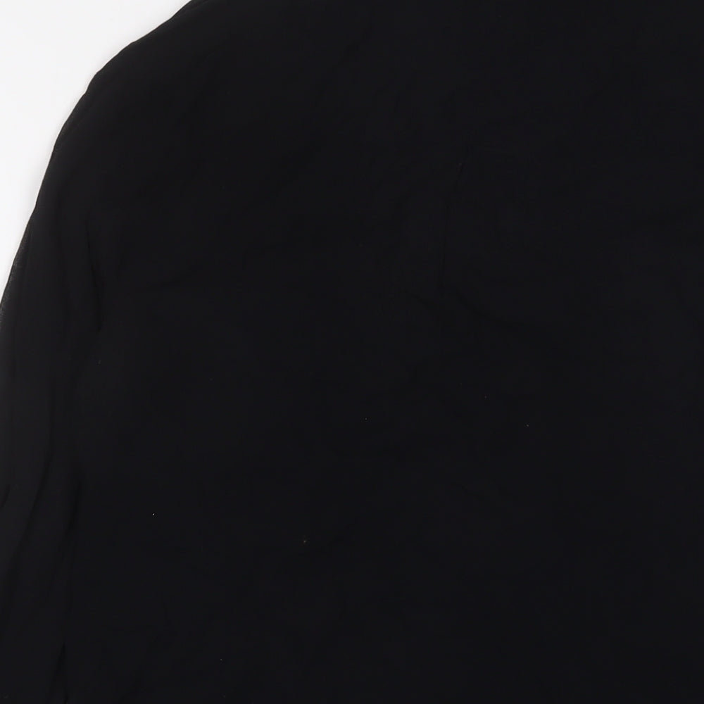 Bershka Womens Black Polyester Basic Button-Up Size S Collared