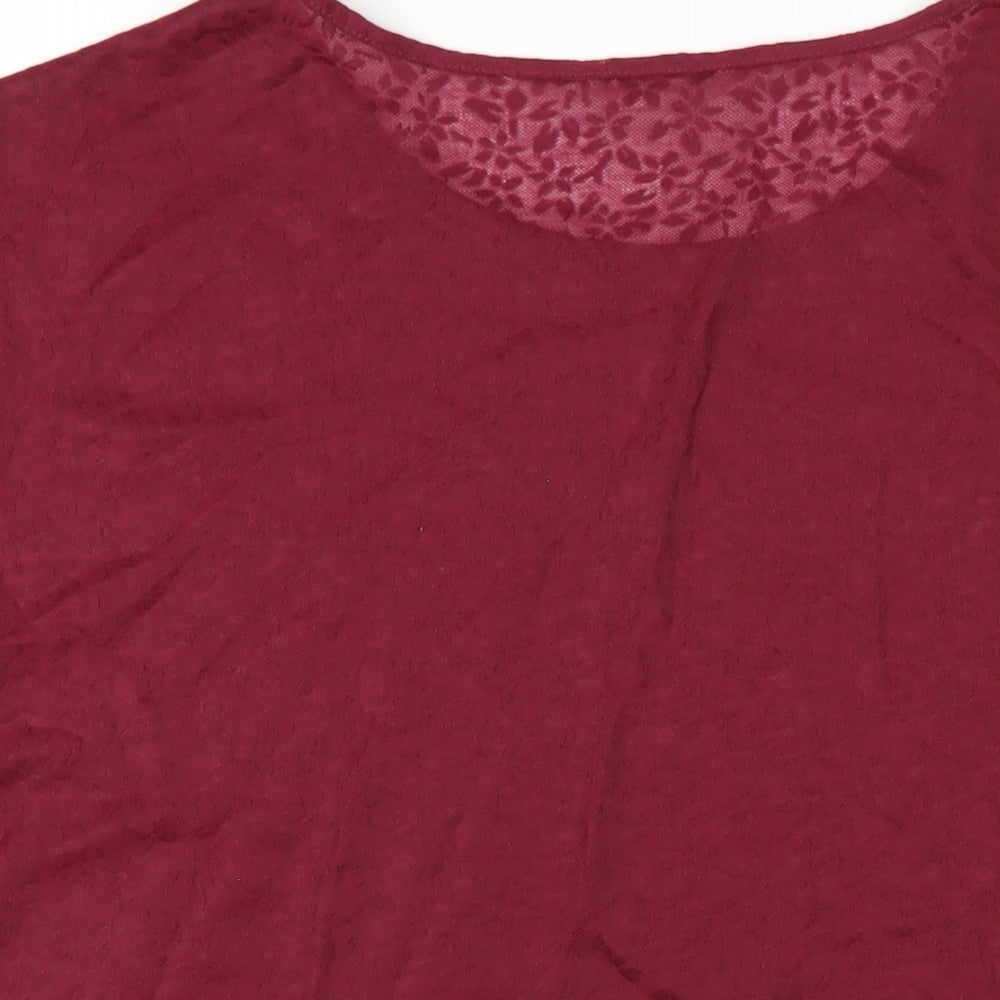 Anthology Womens Red Polyester Basic T-Shirt Size 16 Round Neck