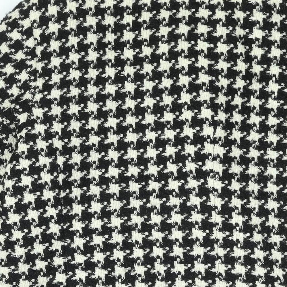 Marks and Spencer Womens Black Check Overcoat Coat Size 16 Button - Houndstooth