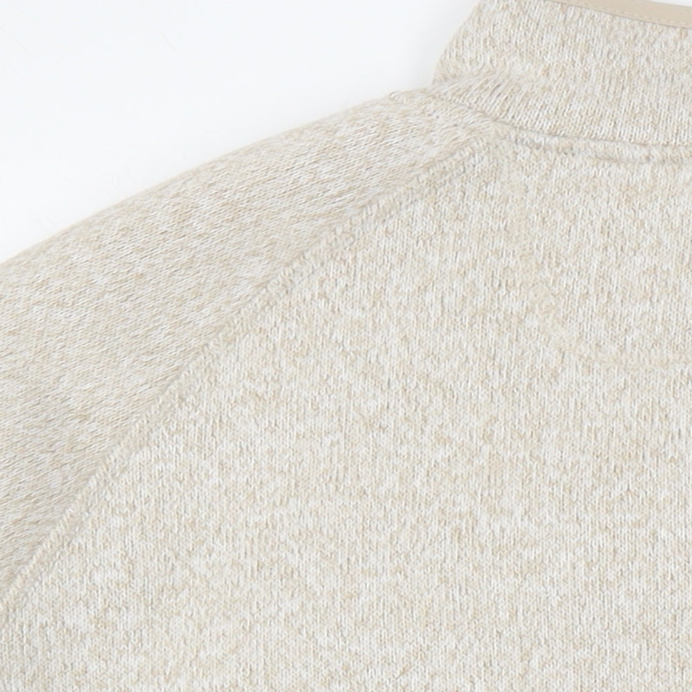 M&S Mens Beige Herringbone Jacket Size M - Fleece lining