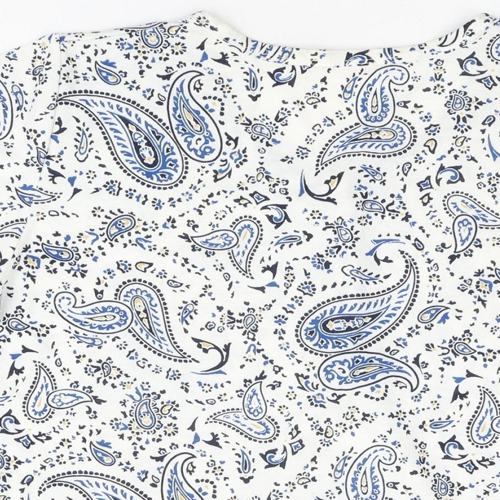 Radaus Womens White Paisley Polyester Basic T-Shirt Size 2XL Round Neck