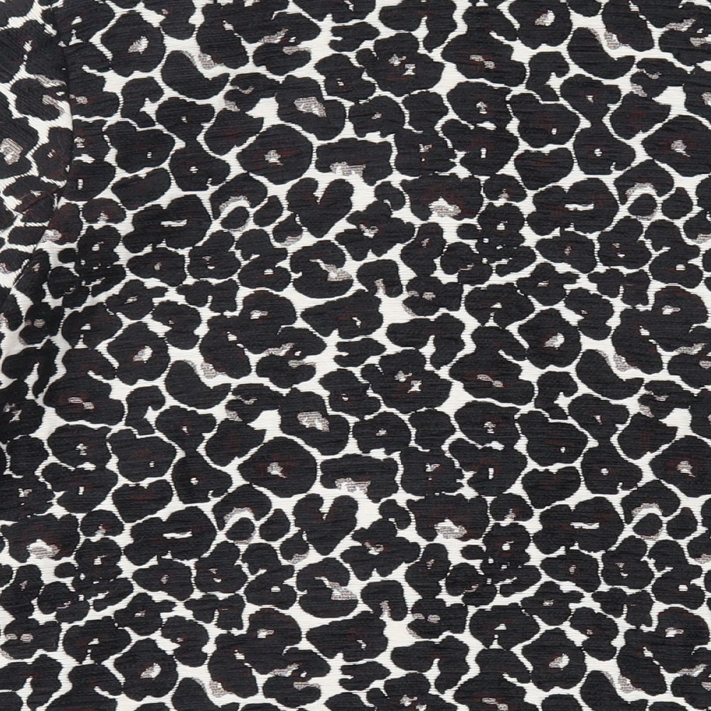 Roman Womens Black Animal Print Overcoat Coat Size L Button