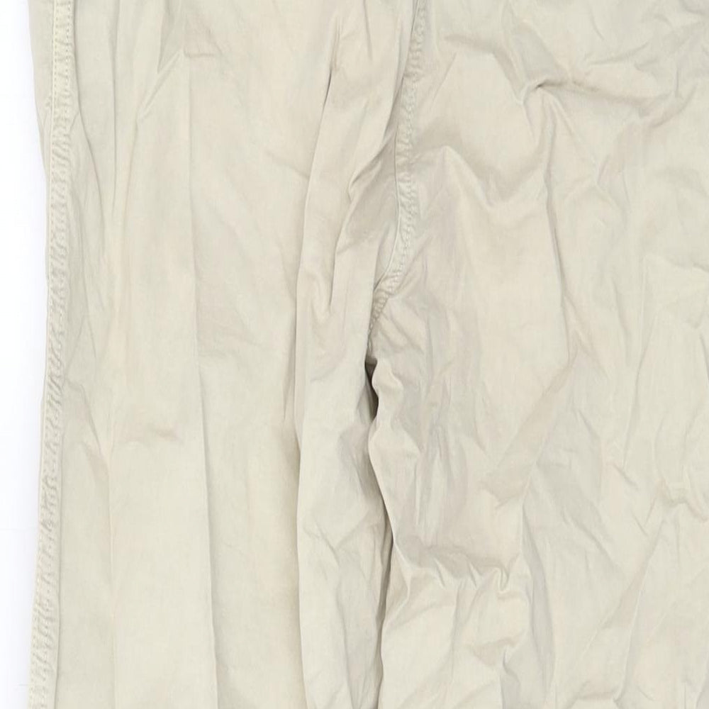 Marks and Spencer Womens Beige Cotton Trousers Size 30 in L27 in Regular Button