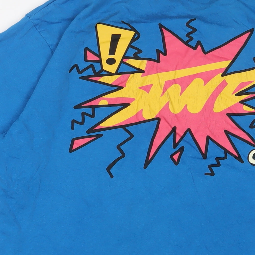 Pull&Bear Mens Blue Cotton T-Shirt Size M Crew Neck - STWD.