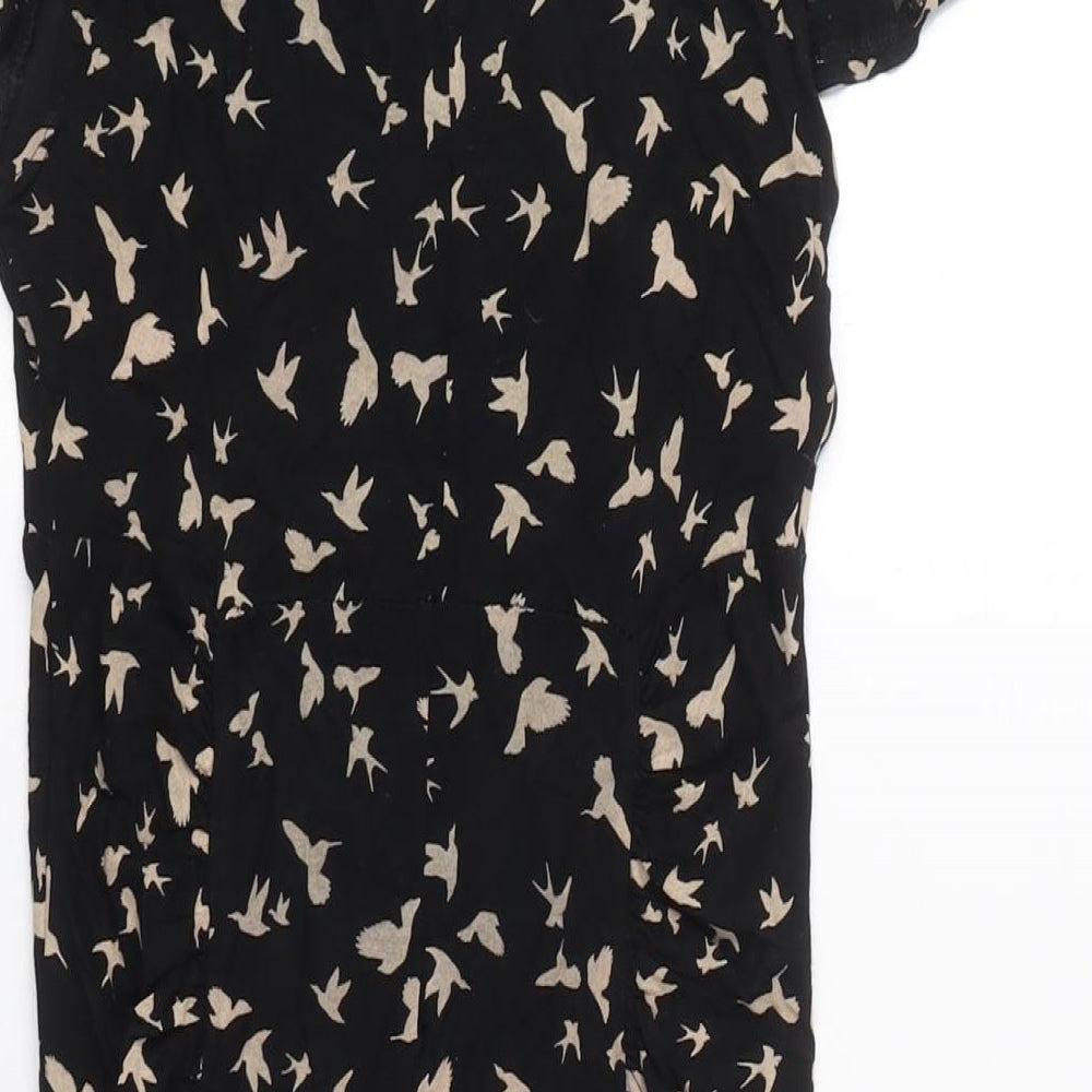 Warehouse Women's Black Puff Sleeve Shift Dress