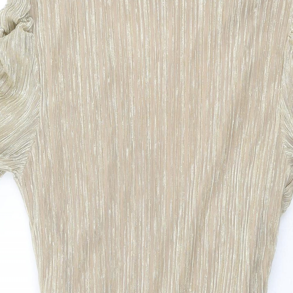 PRETTYLITTLETHING Womens Gold Polyester Playsuit One-Piece Size 14 L3 in Pullover