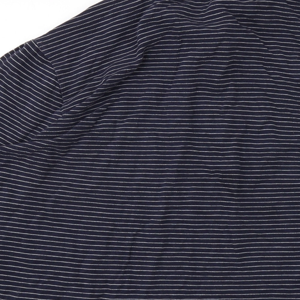 Lacoste Mens Blue Striped Cotton Polo Size XL Collared Button