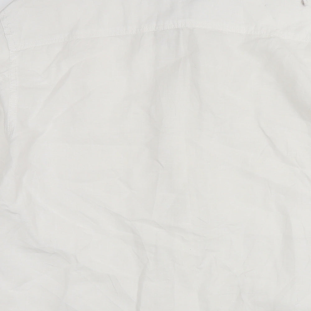 Mavi Mens White Linen Button-Up Size XL Collared Button
