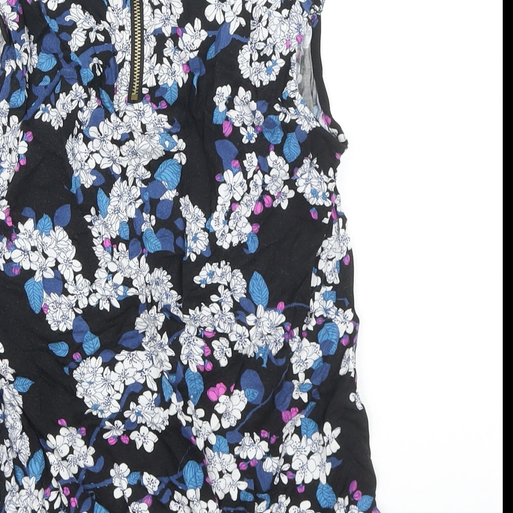 Oasis Womens Multicoloured Floral Viscose Tunic Blouse Size 10 Boat Neck