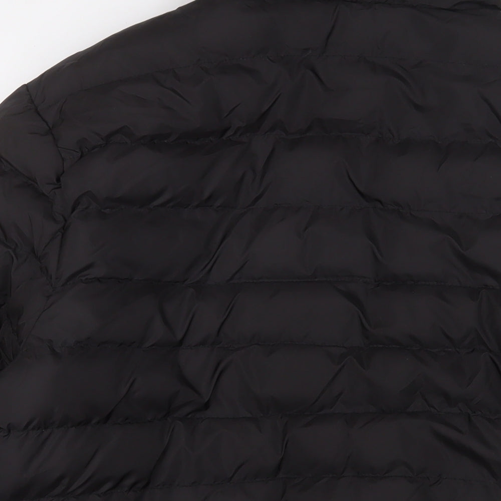 M&Co Mens Black Quilted Coat Size L Zip - Zip Pockets