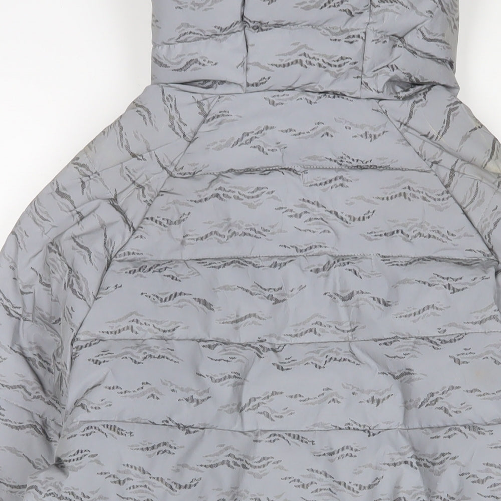 McKenzie Mens Grey Geometric Puffer Jacket Coat Size S Zip - Reflective