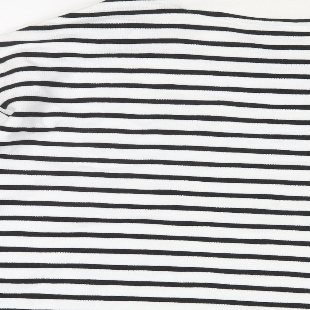 Marks and Spencer Womens White Striped Cotton Pullover Sweatshirt Size XL Pullover - Buttons