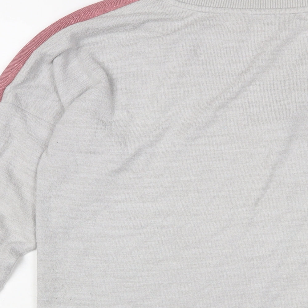 NEXT Womens Grey Polyester Basic T-Shirt Size 10 V-Neck