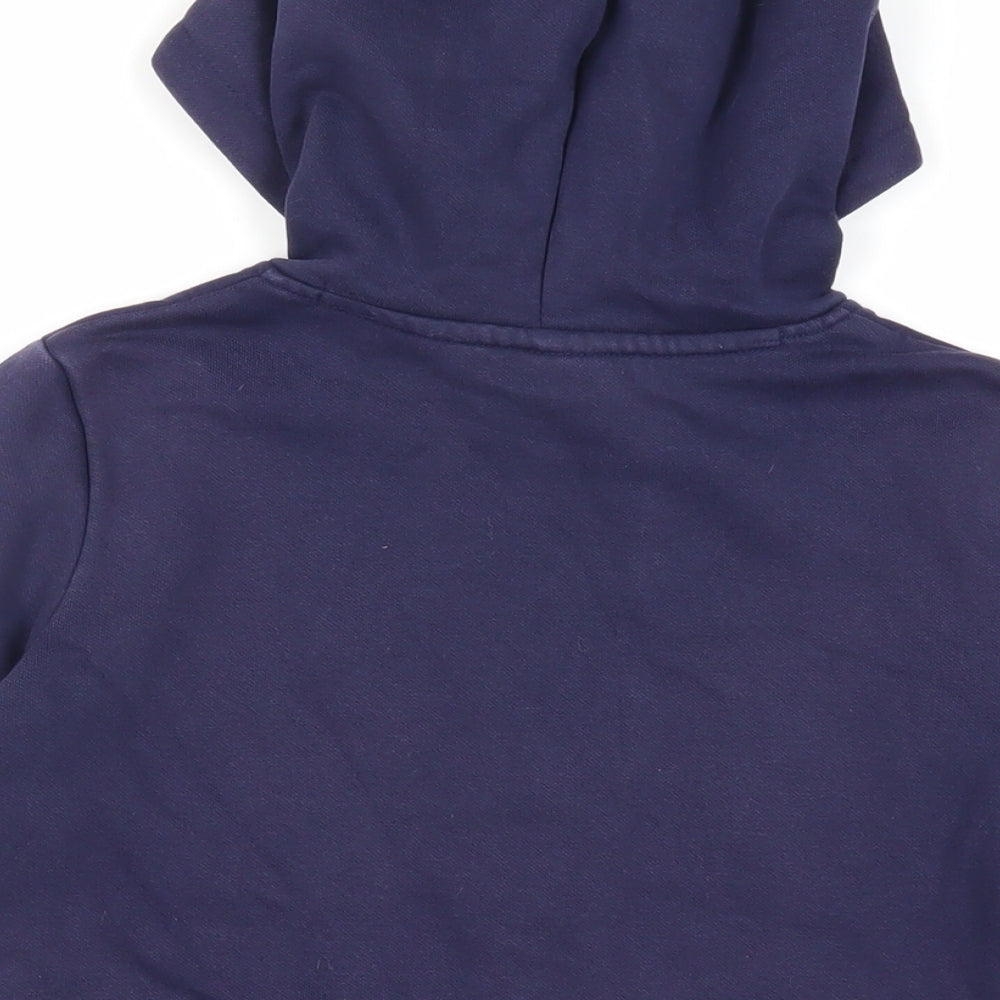 PUMA Girls Blue Cotton Pullover Hoodie Size 9-10 Years Pullover - Logo Pockets