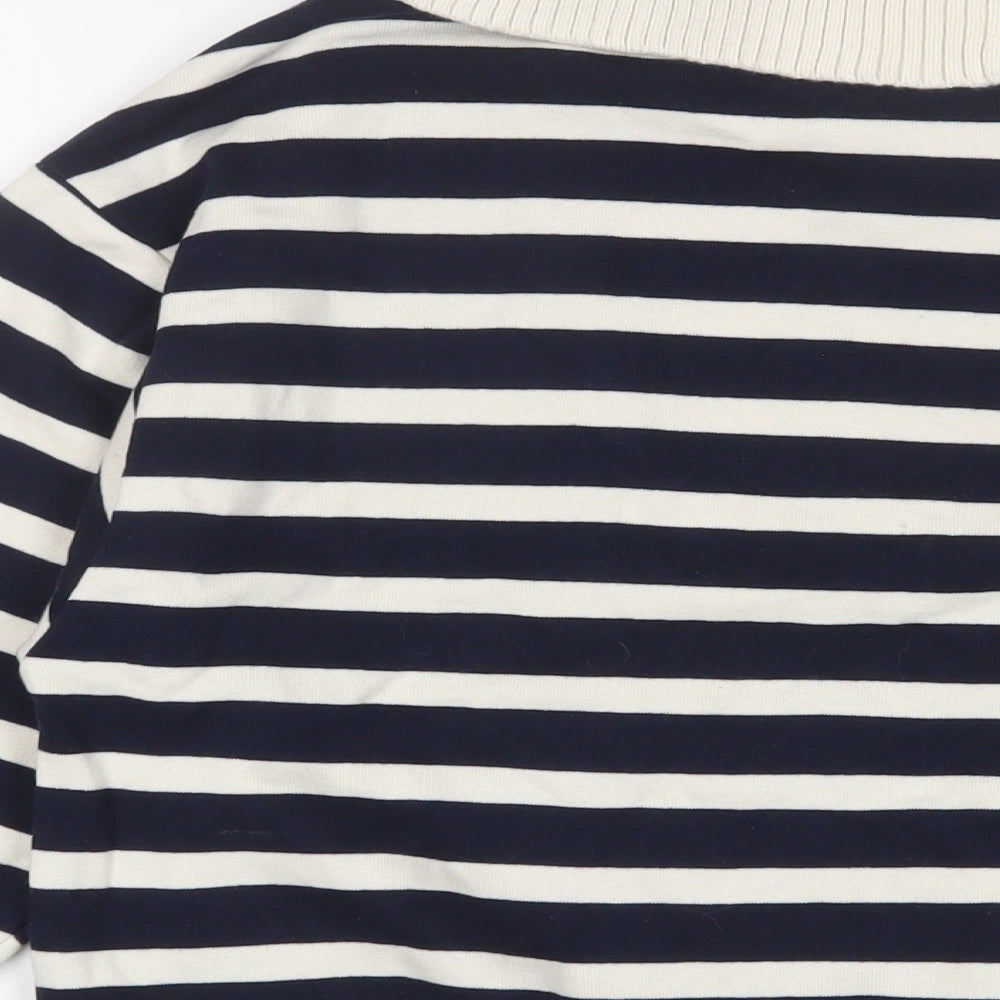 Marks and Spencer Womens Blue Striped Cotton Pullover Sweatshirt Size S Zip