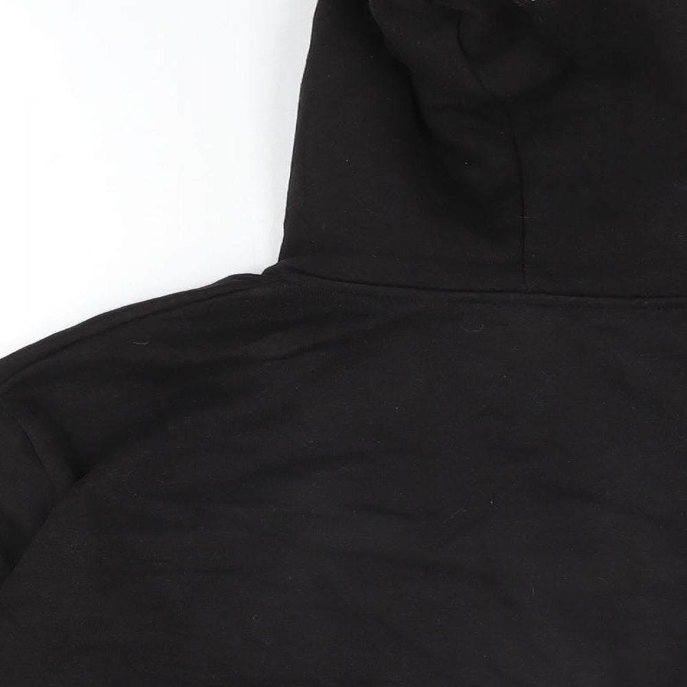 PRETTYLITTLETHING Womens Black Cotton Full Zip Hoodie Size M Zip