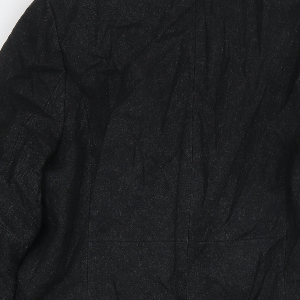 River Island Womens Black Pea Coat Coat Size 12 Button