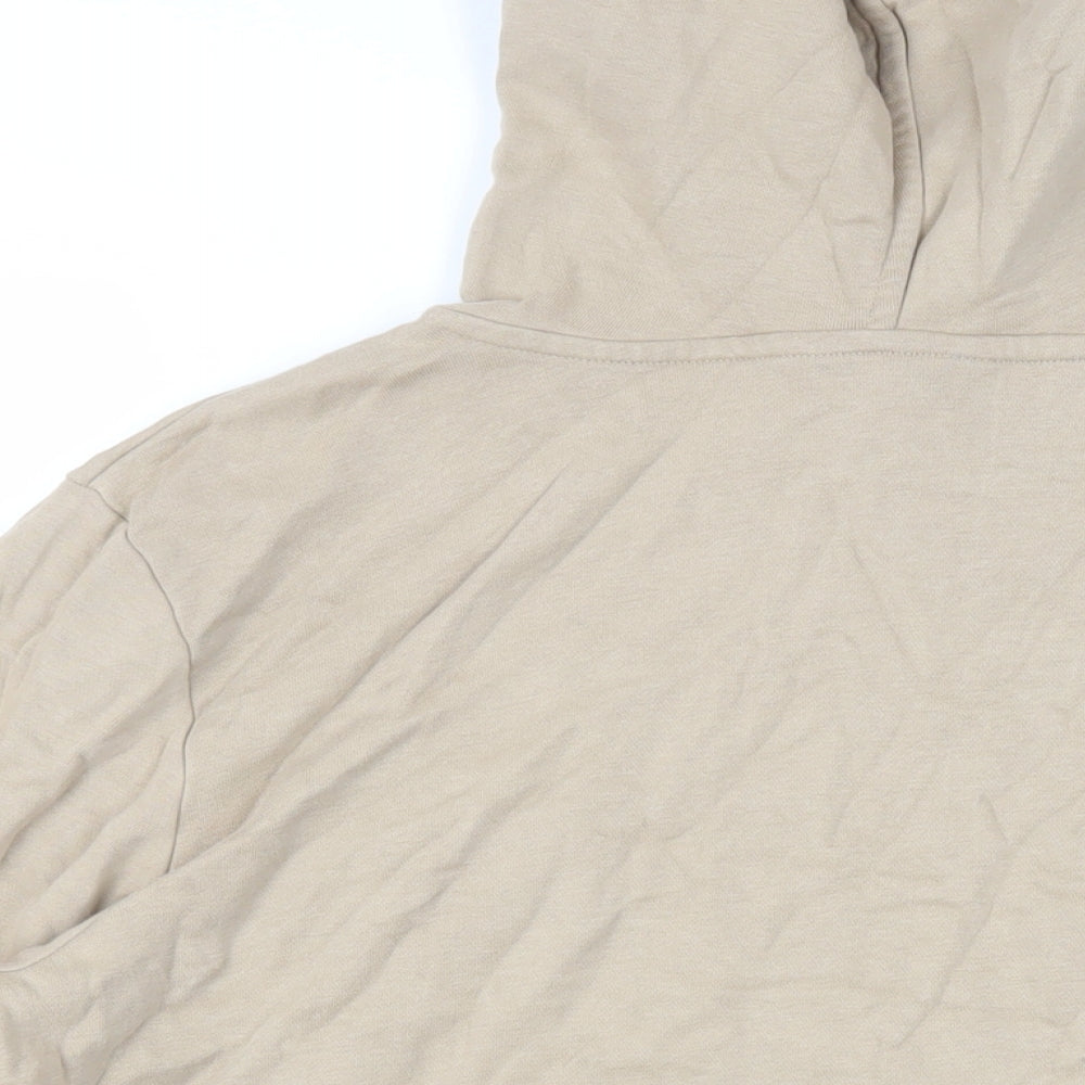 Marks and Spencer Mens Beige Cotton Pullover Hoodie Size M - Pockets