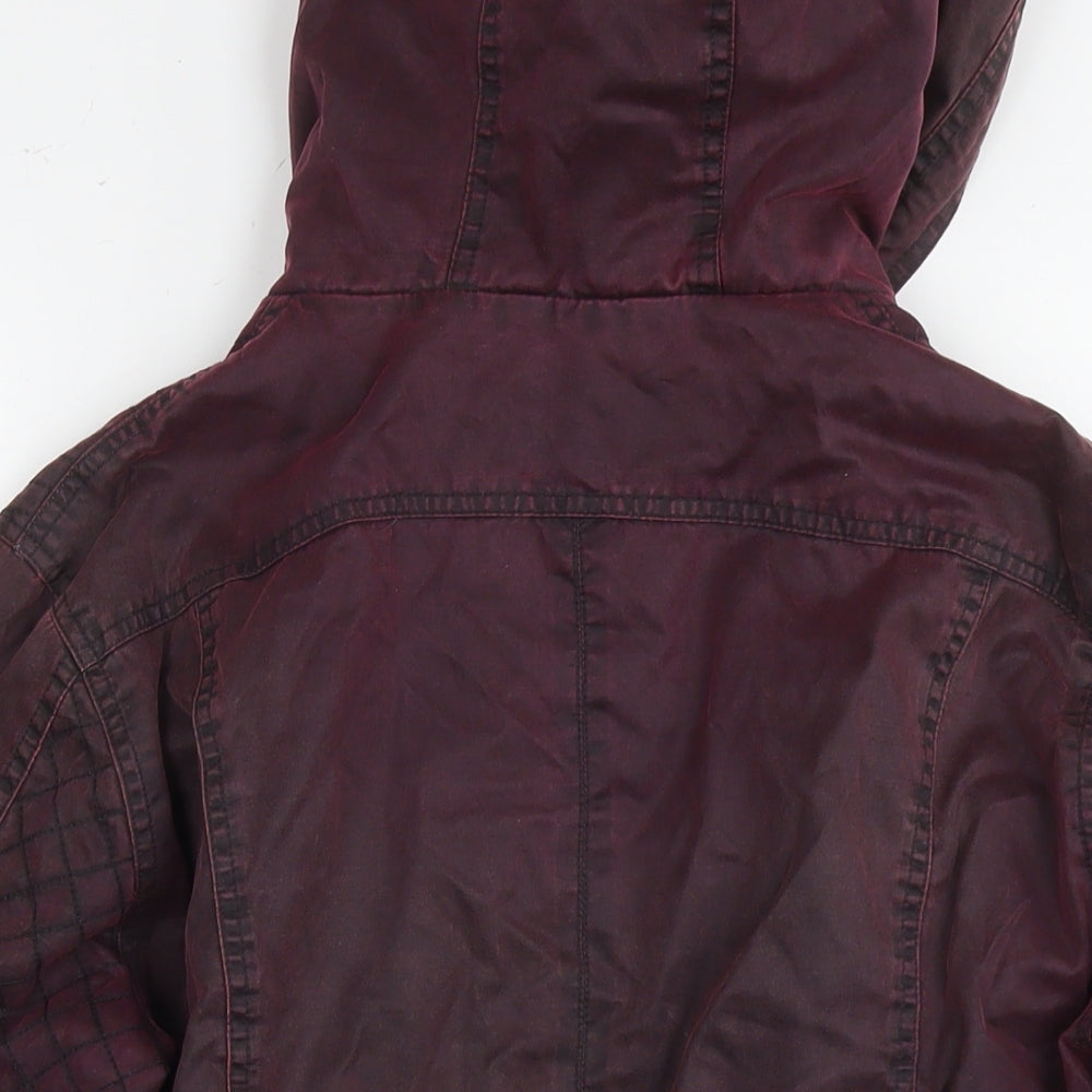 Marks and Spencer Womens Red Rain Coat Coat Size 14 Zip - Waxed Look
