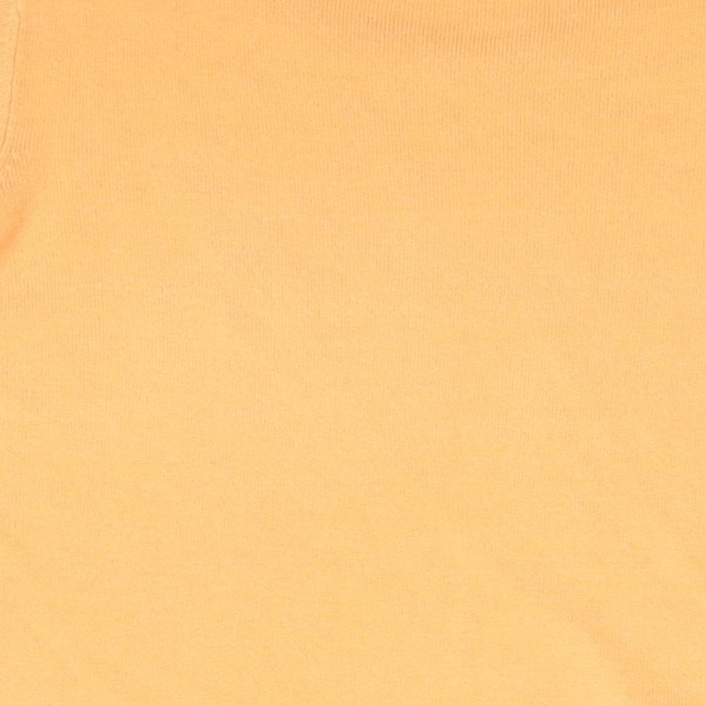 Marks and Spencer Womens Orange Acrylic Basic T-Shirt Size 14 Round Neck
