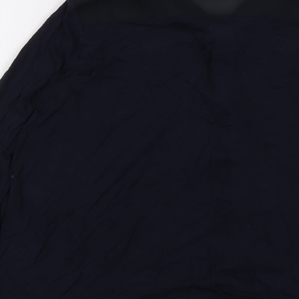Ann Taylor Womens Blue Viscose Basic Blouse Size 2XS Collared