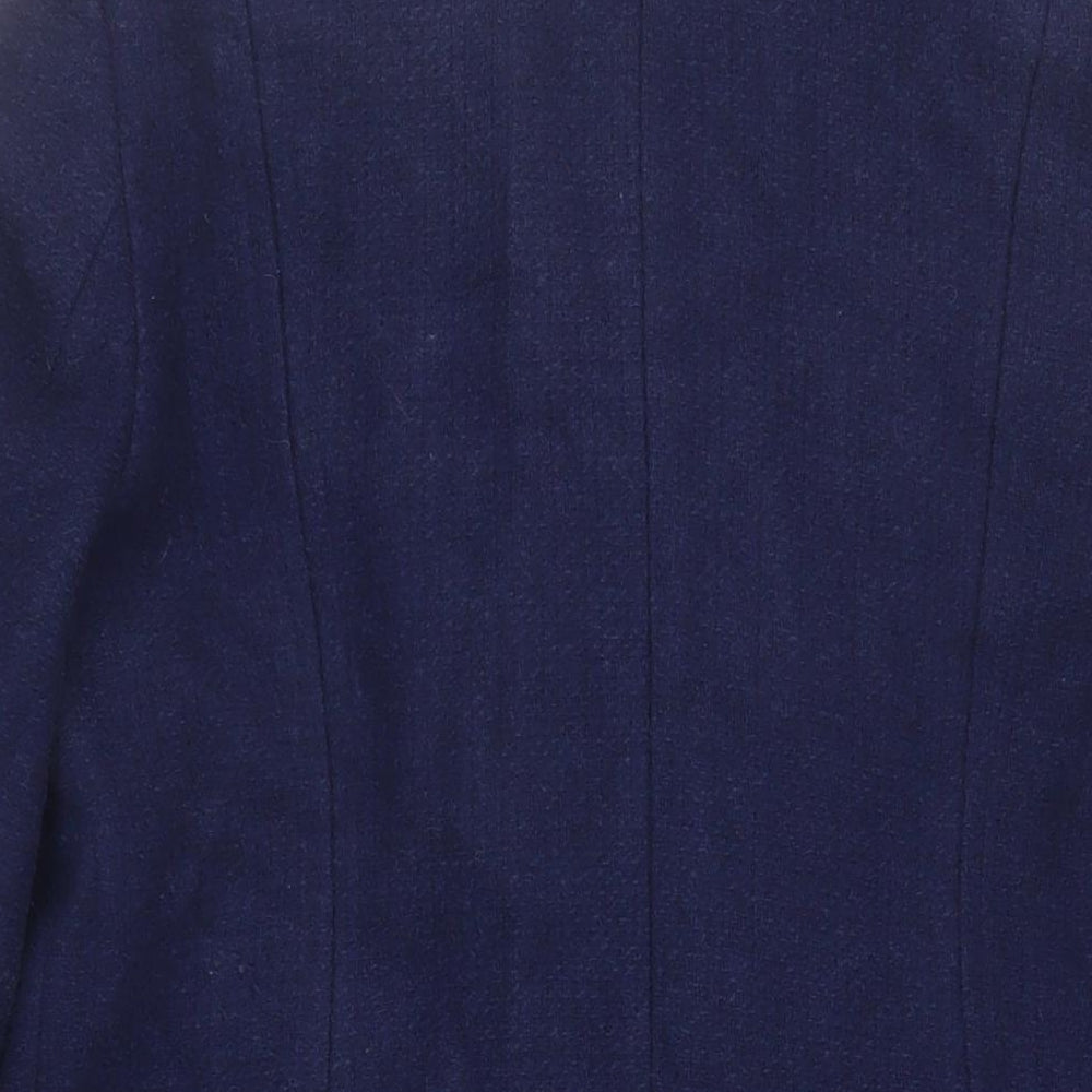 Oasis Womens Blue Pea Coat Coat Size L Button