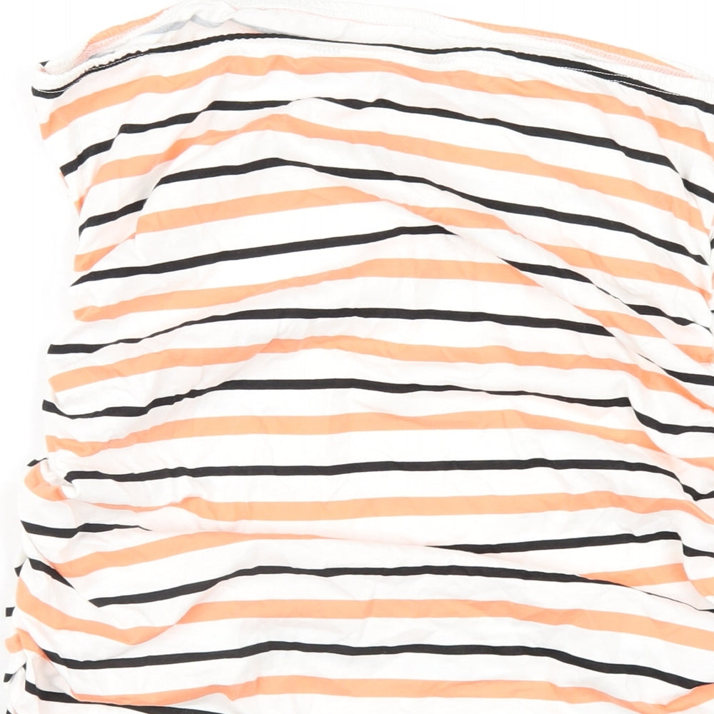 Dorothy Perkins Womens Multicoloured Striped Cotton Basic T-Shirt Size 12 Square Neck