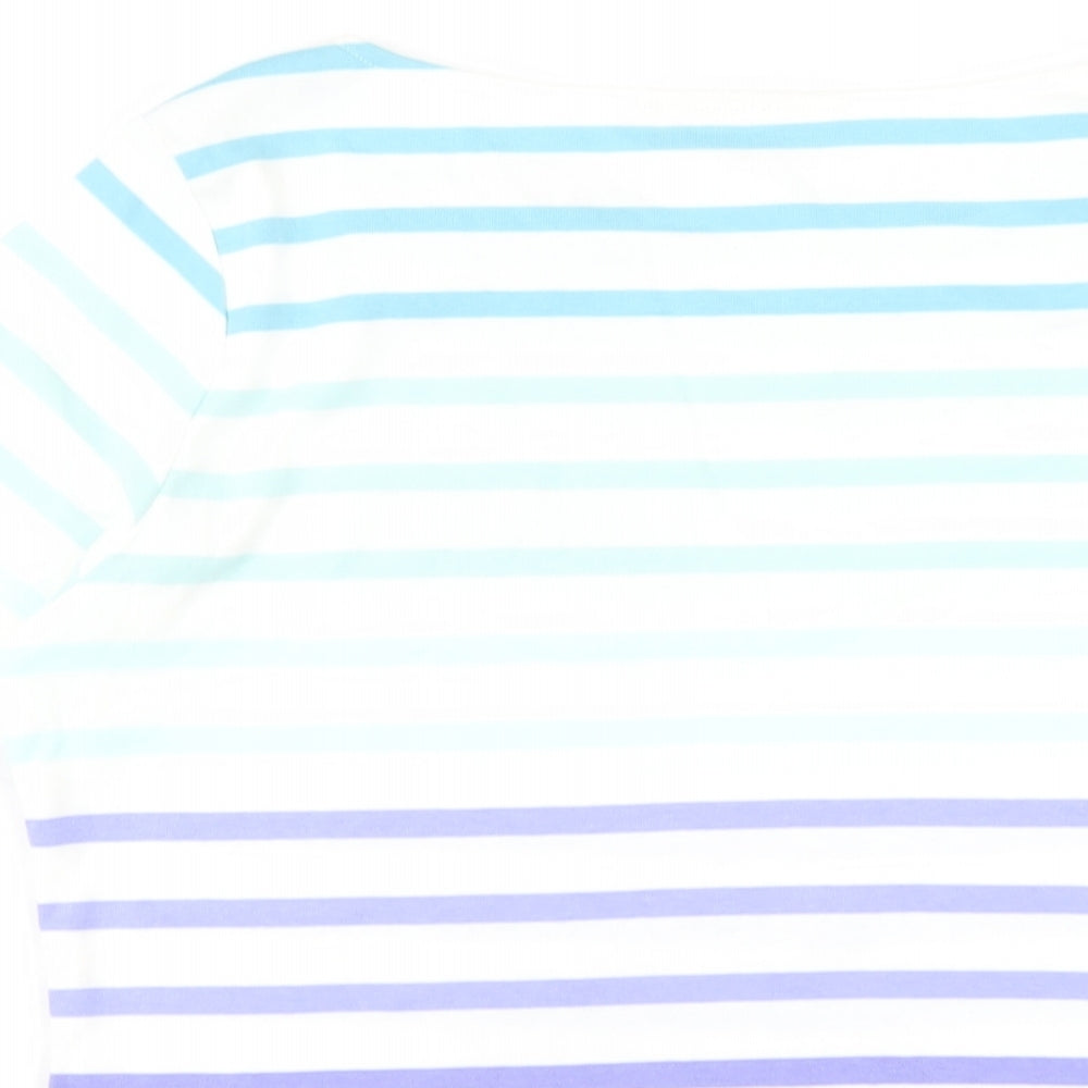 CC Womens Multicoloured Striped Cotton Basic T-Shirt Size M Round Neck