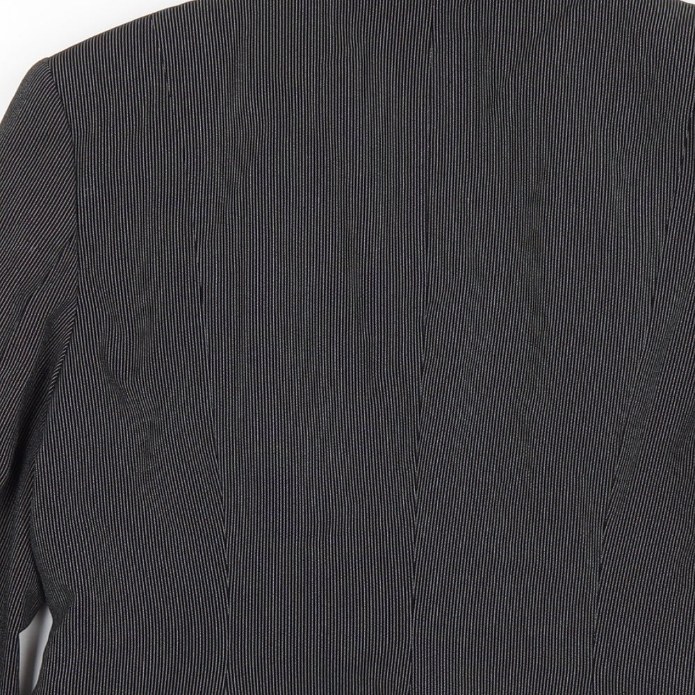 NEXT Womens Black Striped Polyester Jacket Blazer Size 10