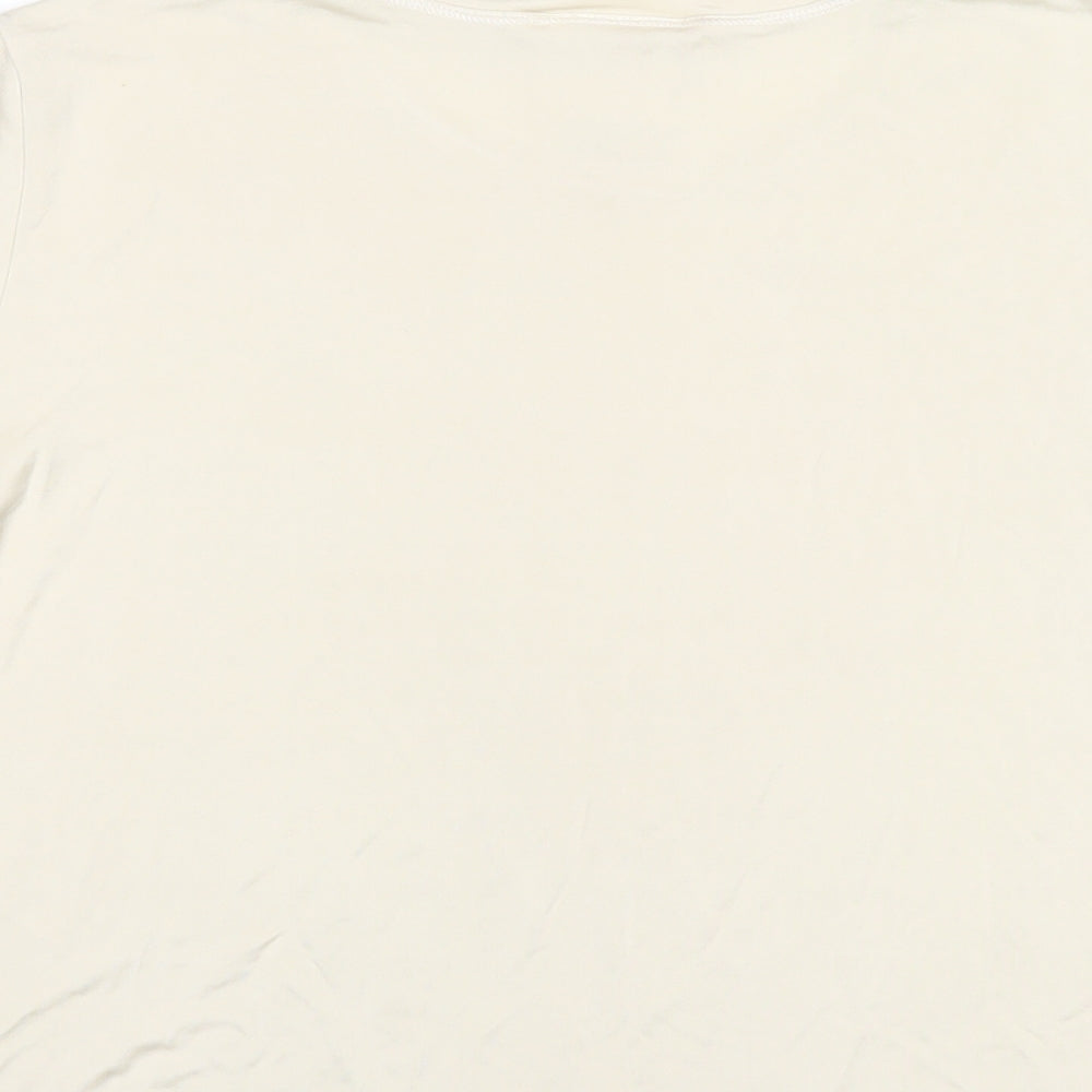 Laura Ashley Womens Beige Silk Basic T-Shirt Size L Round Neck
