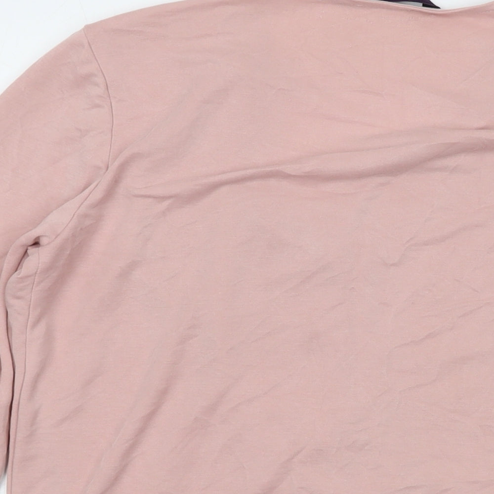 Long Tall Sally Womens Pink Modal Basic Blouse Size S V-Neck