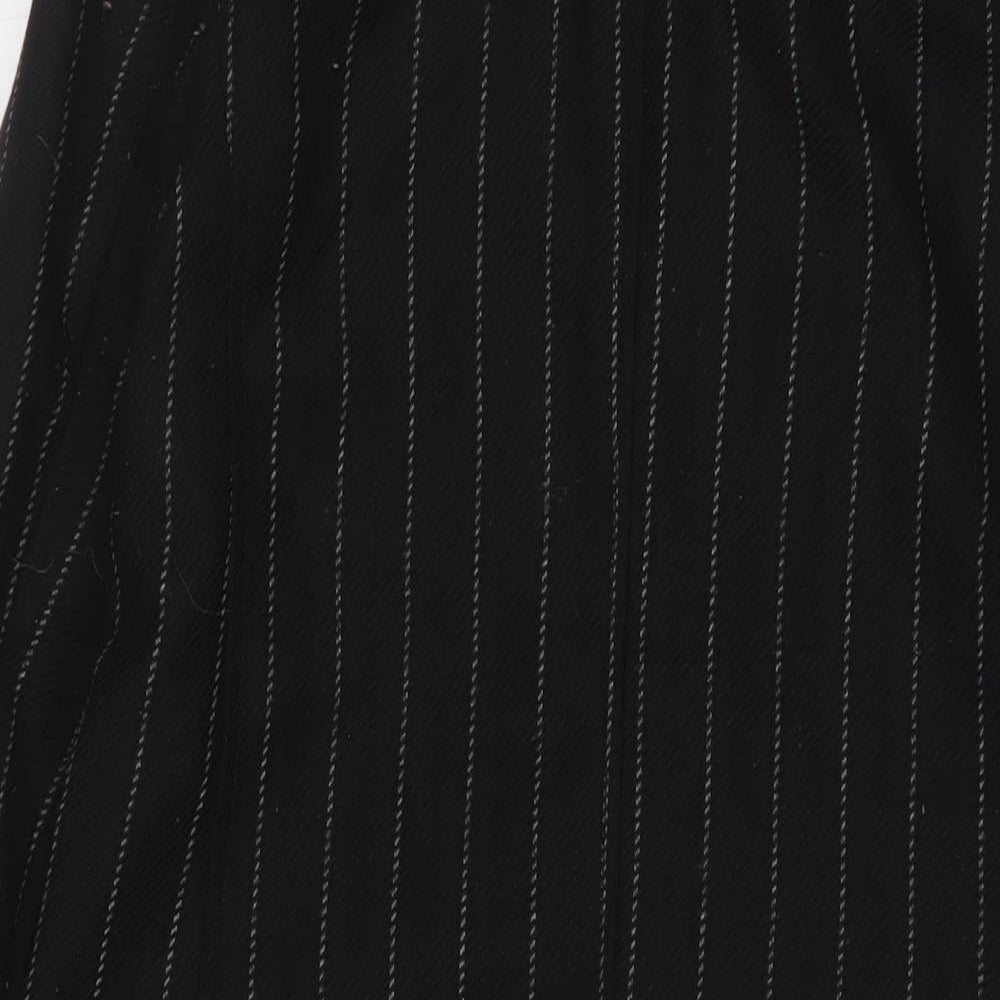 Marks and Spencer Womens Black Striped Overcoat Coat Size XS Button