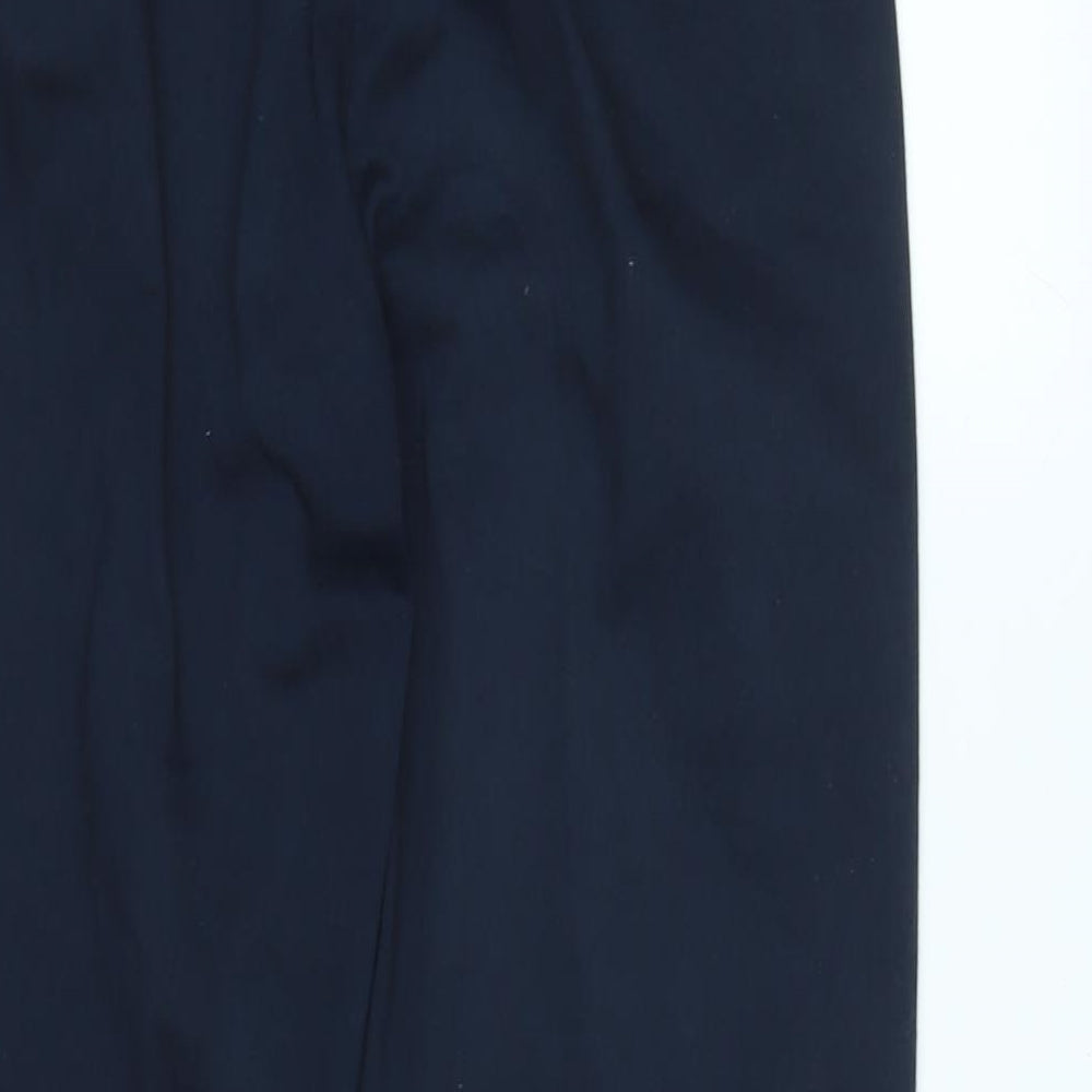 Marks and Spencer Womens Blue Cotton Trousers Size 8 L22 in Regular Zip - Side vents to legs.
