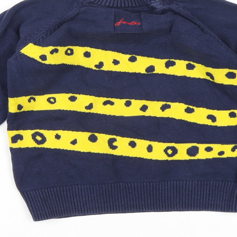 Joules Boys Blue Crew Neck Cotton Pullover Jumper Size 5 Years Pullover - Leopard