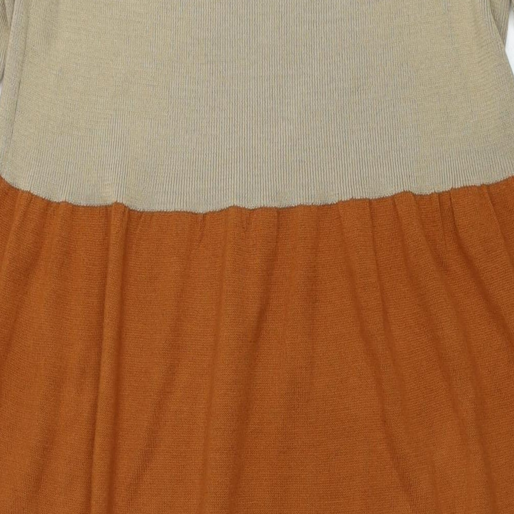 Monsoon Womens Multicoloured Striped Acetate Jumper Dress Size L Round Neck Pullover