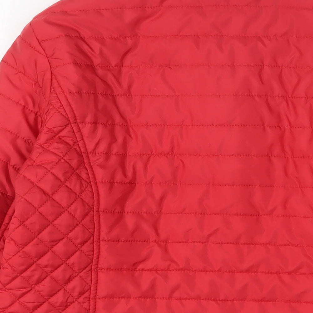 Shenpai Womens Red Quilted Jacket Size L Zip - Zip Pockets