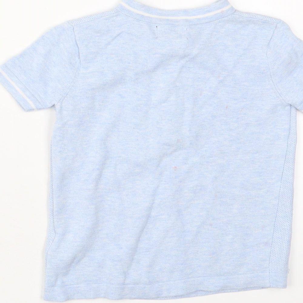 NEXT Boys Blue Cotton Basic T-Shirt Size 3 Years Crew Neck Zip