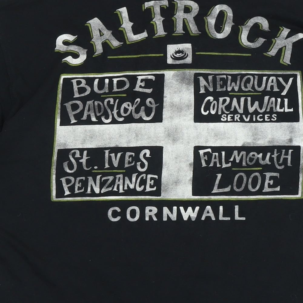 Saltrock Mens Black Cotton T-Shirt Size M Crew Neck - Logo - saltrock
