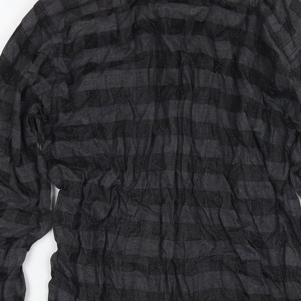 Cross Fibre Mens Grey Cotton Button-Up Size L Collared Button
