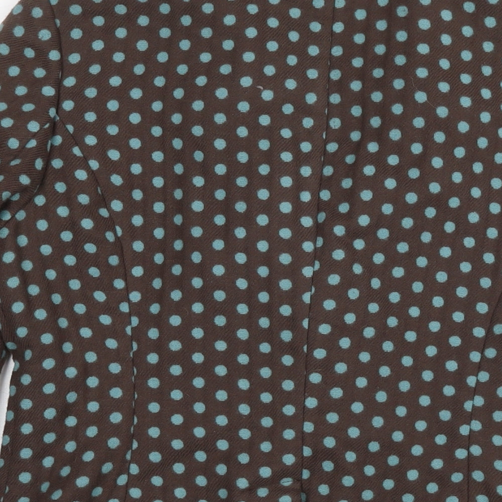 Boden Womens Brown Polka Dot Jacket Blazer Size 14 Button