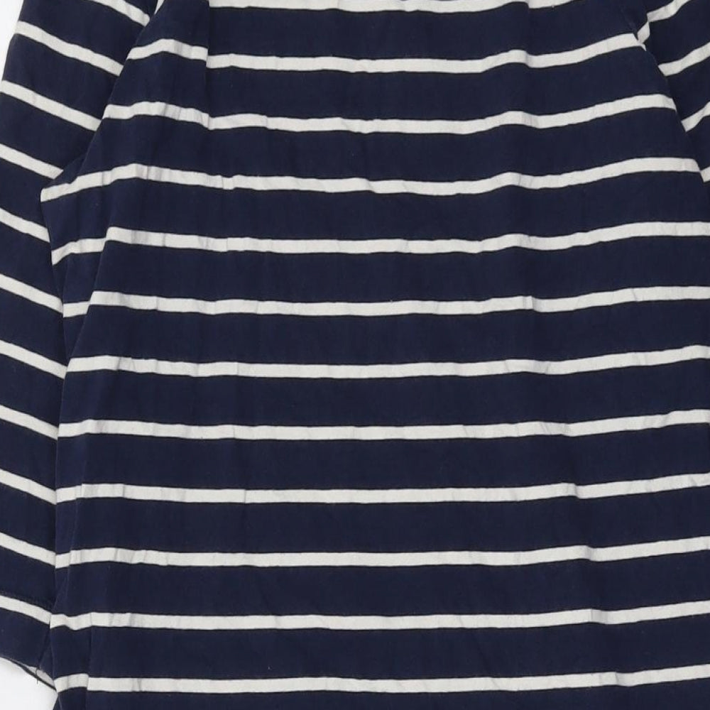 Boden Womens Blue Striped Cotton Tunic Blouse Size 10 Round Neck
