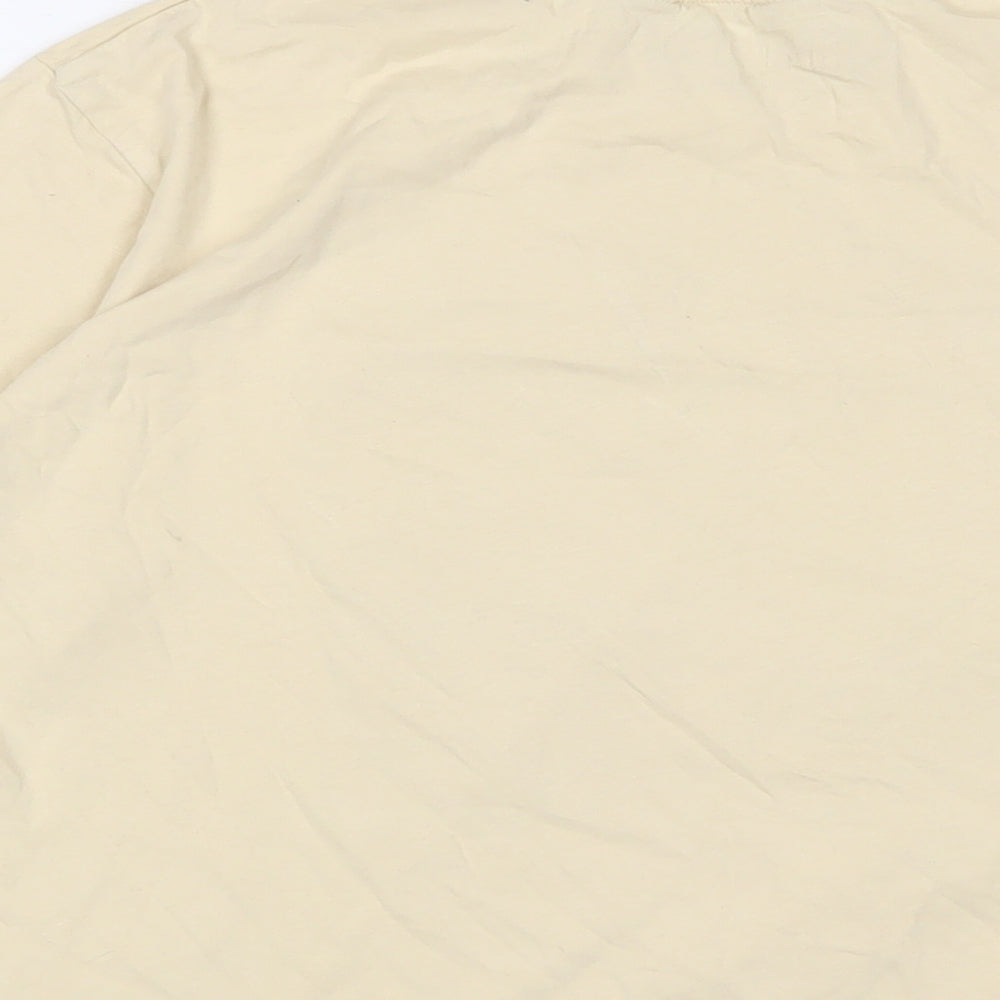 H&M Girls Yellow Cotton Basic T-Shirt Size 12-13 Years Crew Neck Pullover - Happier than ever