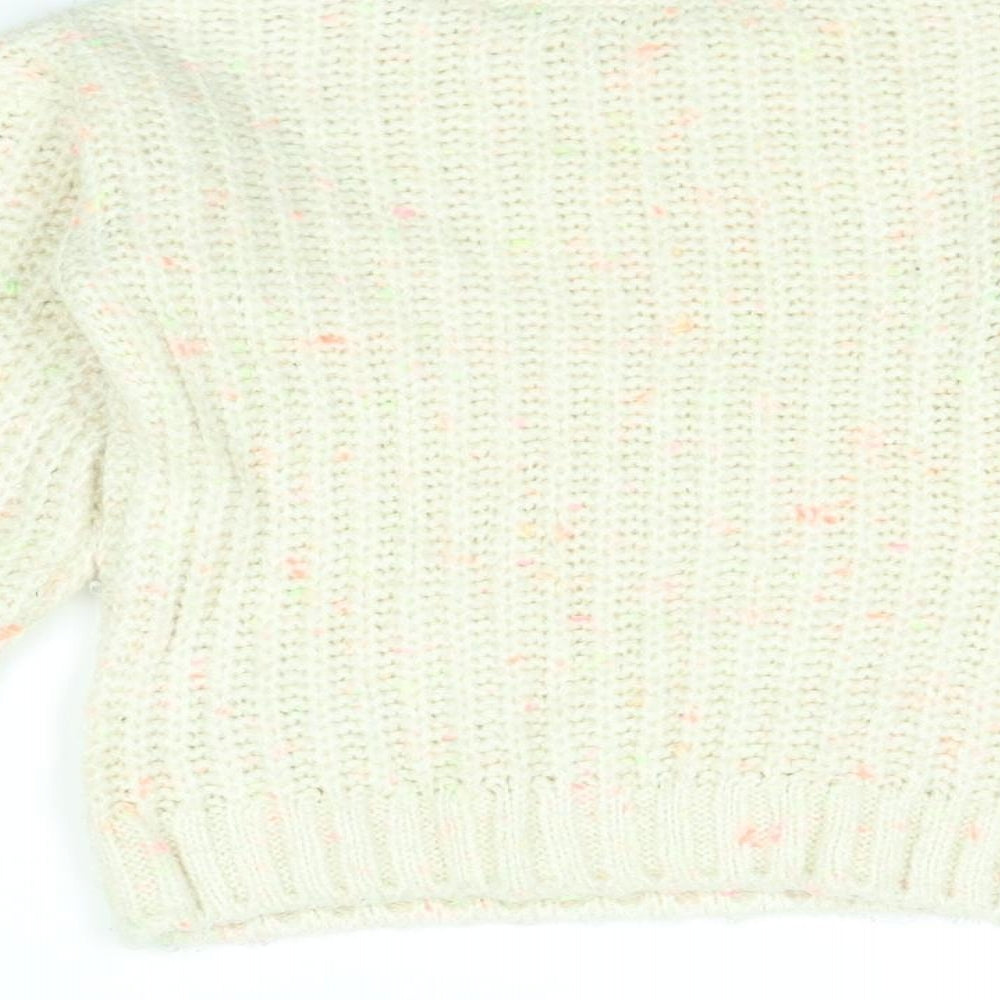 Marks and Spencer Girls Ivory Round Neck Polyester Pullover Jumper Size 5-6 Years Pullover