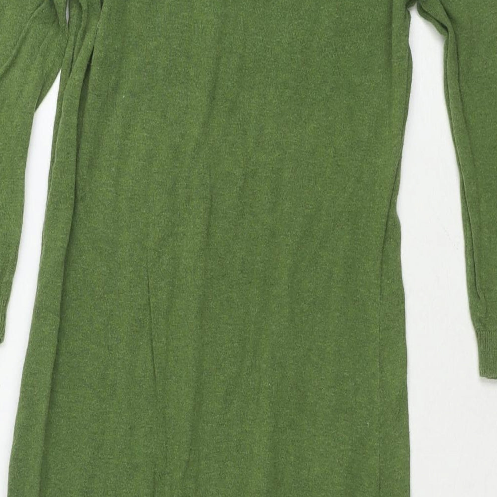 NEXT Womens Green Round Neck Animal Print Cotton Tunic Jumper Size 6 - Leopard Print